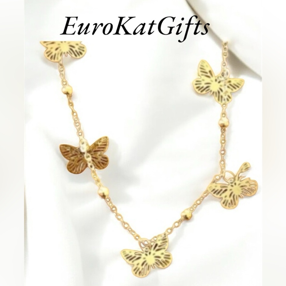Gold Butterfly Ankle Bracelet  Anklet Adjustible with lobster clasp Osfm